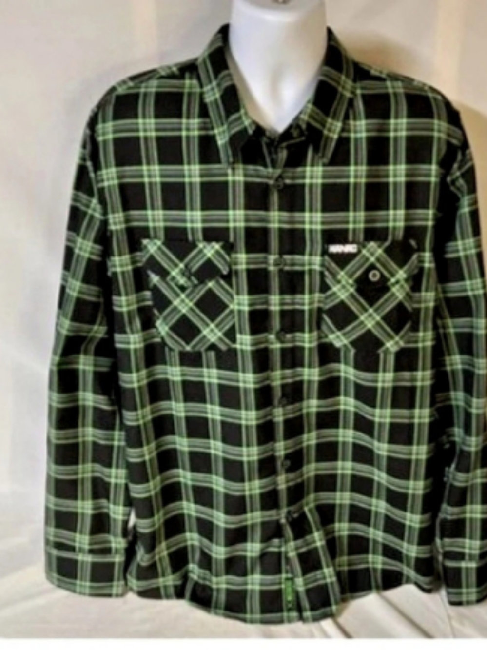 Dixxon Hawt Plaid Button-Up Shirt in Green & Black